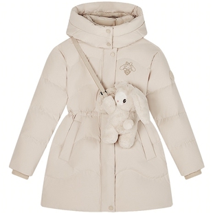 【抗菌绒】波司登奥莱童冬款时尚潮流收腰中长款连帽舒暖羽绒服