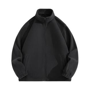 班尼路男士外套秋冬季黑色痞帅加绒保暖夹克男款摇粒绒防风上衣A