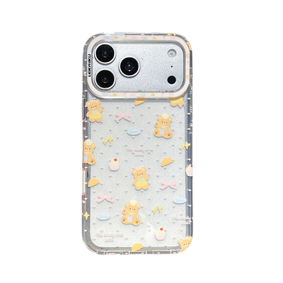 侧颜LEKAIKU蝴蝶结甜点黄油小熊适用iphone18苹果17promax可爱16pro卡通女生包相机键电镀耐刮双层IMD手机壳