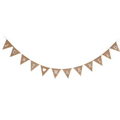 欧美婚礼装饰婚庆拉花麻布三角旗