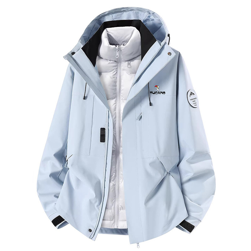 啄木鸟羽绒服男冲锋衣三合一冬季外套女户外休闲防风防水登山服