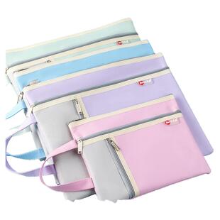 a4牛津布文件袋拉链式帆布手提包学生拎书袋大号高颜值防水a5小号简约家用证件资料收纳袋子多功能定制印logo