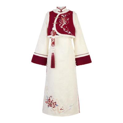 原创设计秋冬旗袍新年战袍两件套