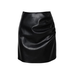 DPLAY2026年春季新款黑色半身裙女时尚修身裙子短裙皮裙A字半裙