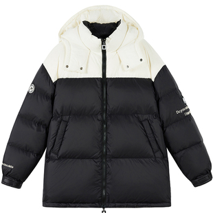 高中初中学生羽绒服90绒女休闲夹克外套宽松连帽面包服白鸭绒新款