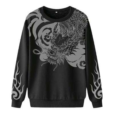 龙图案圆领卫衣小脚裤速干套装