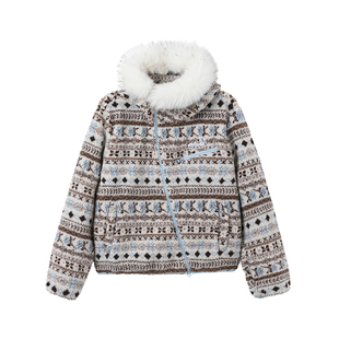 【大毛领】DONSMOKE羊羔毛外套DSM毛领设计印花保暖冬季氛围外套