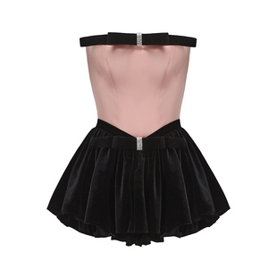 【宣美同款】NanaJacqueline蝴蝶结抹胸蓬蓬连衣裙女千金风防走光