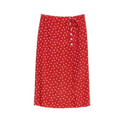 Rouje x LOOKNOW2026春季新款多色碎花直筒半身裙女