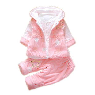 女宝宝秋冬装套装6-12个月3婴幼儿衣服01秋季5加厚7三件套2岁8半9