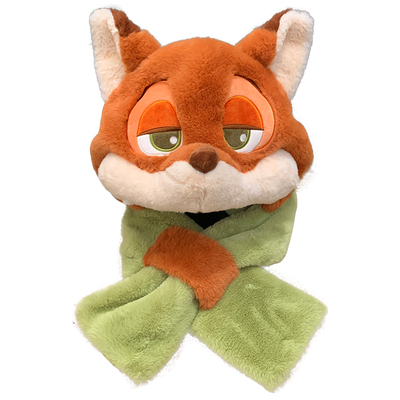 迪士尼尼克狐狸毛绒帽子围巾一体女冬季加绒加厚保暖情侣学生男女