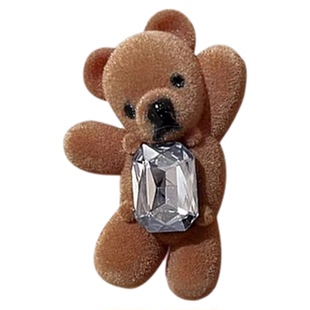 丝绒可爱卡通小熊鸭嘴夹女高级感发夹刘海前额侧边夹发卡头饰发饰