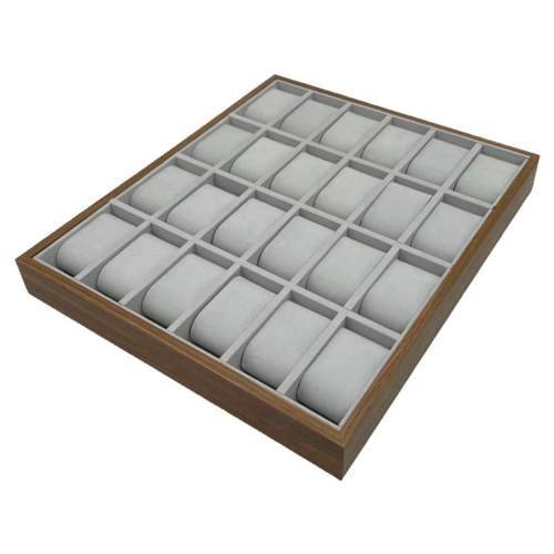 便携黑胡桃木纹24位手表收纳盘高档手表看货陈列展示盘收纳展示架