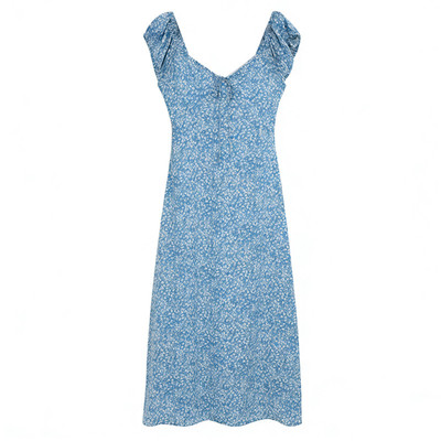 茶歇法式设计感温柔风碎花长裙子