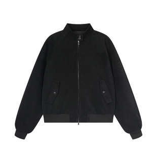 Manifold｜意大利进口头层牛皮绒感麂皮哈灵顿立领皮衣夹克外套