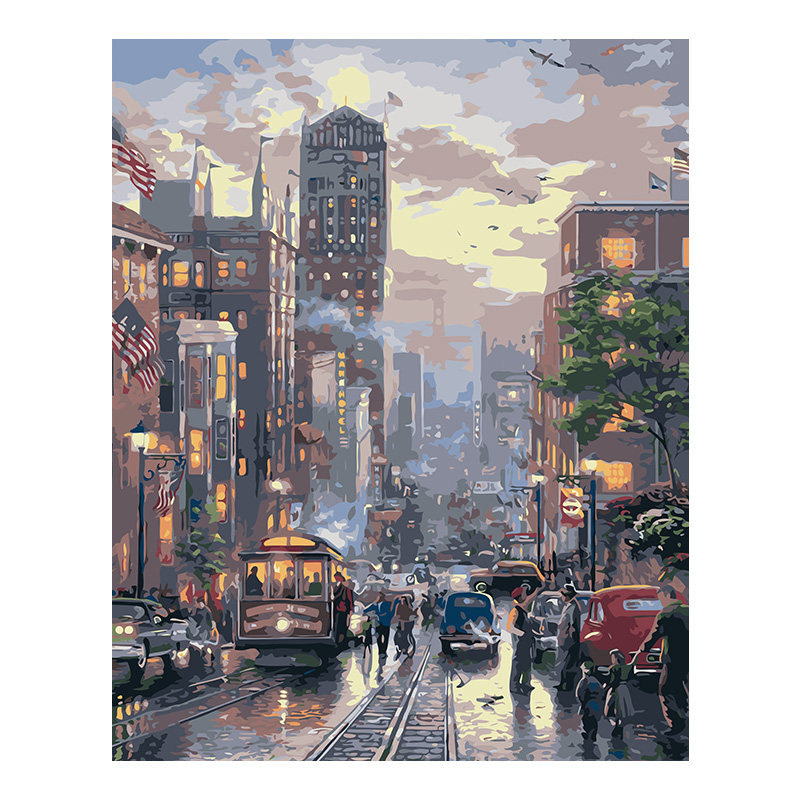 数字油画diy油彩画风景城市街景