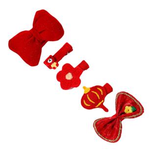 婴儿宝宝全包布发夹儿童女红色新年不伤发汗毛夹可爱夹子发卡头饰