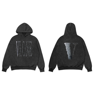 VLONE STAPLE HOODIE25新品月球大LOGO印花男女同款烫钻连帽卫衣