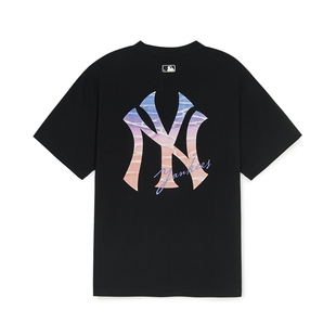 MLB官方男女情侣渐变背标大logo潮流运动T恤夏季款TSX03