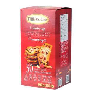加拿大THIN ADDICTIVES薄上影杏仁蔓越莓坚果百香果木瓜饼干690g