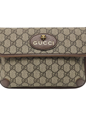 【自营】Gucci/古驰中古98新GUCCI米色老花虎头腰包Neo Vintage