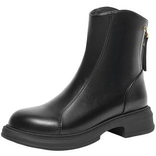 森达弹力靴女靴年冬款商场同款超软显瘦休闲短靴XEH01DD4