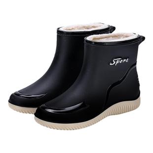 新款时尚雨鞋女成人防水防滑洋气中筒水靴耐磨工作雨靴加绒水鞋女