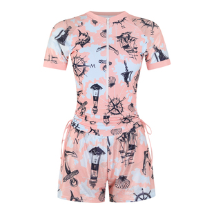 时尚新款温泉加大码运动款胖妹妹平角裤修身显瘦连体裙裤游泳衣女