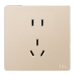 佛山照明家用86型暗装墙壁一开五孔大板金色F31开关插座面板