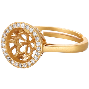 S925纯银通孔圆珠戒托珍珠转运珠戒托珠子空托戒托蜜蜡珠女戒指托