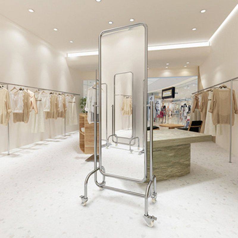服装店不锈钢试衣镜带轮子可移动显瘦美颜镜网红全身穿衣镜立式镜,家庭/个人清洁工具,落地镜,淘宝优惠券,粉丝福利购,淘宝优惠卷