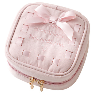 旅行小首饰包便携迷你首饰盒精致日系可爱刺绣耳钉戒指收纳包随身