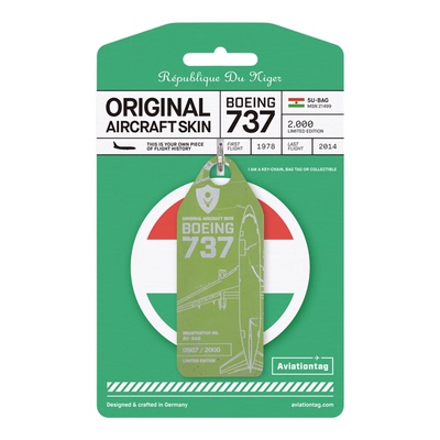 德国Aviationtag 尼日尔总统专机B737 退役飞机蒙皮 行李牌钥匙扣