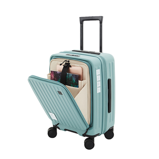 CROWN皇冠前开盖拉链箱小行李拉杆箱女20寸25轻便大容量密码箱男