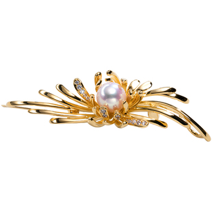 南珠宫淡水珍珠胸针胸花百搭优雅年轻款生日礼物送女友H093D-J