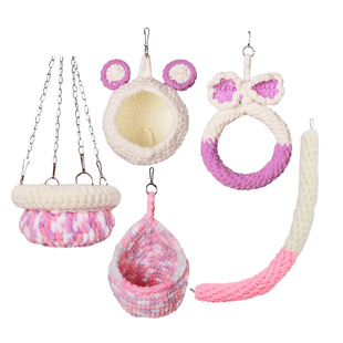 蜜袋鼯玩具套装专用棉窝爬绳毛线手工窝针织鹦鹉飞鼠吊环装饰用品