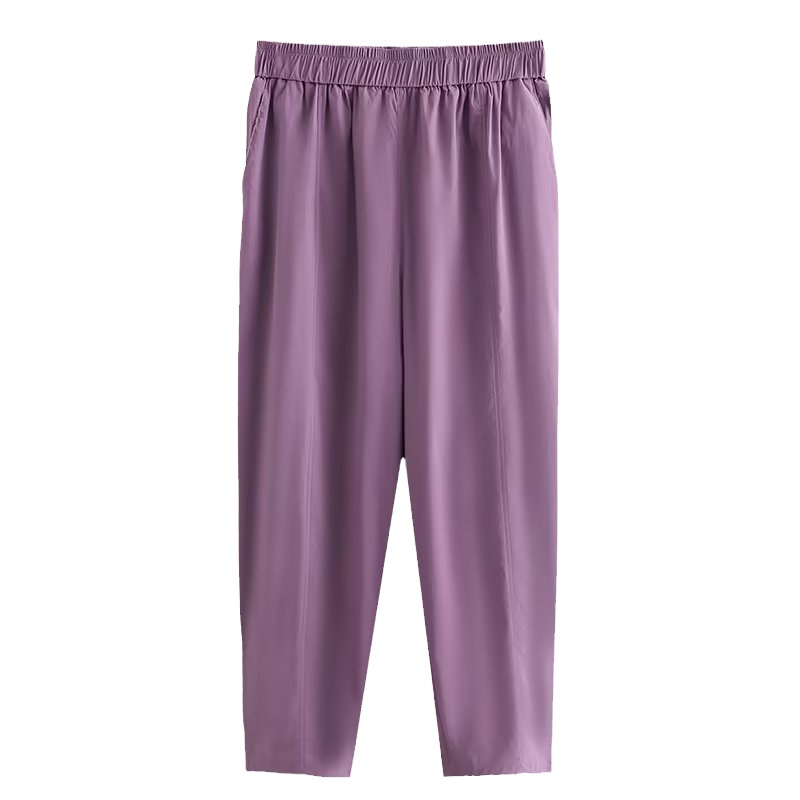 夏季薄款速干萝卜裤子女2023新款大码哈伦裤胖mm显瘦九分裤小个子