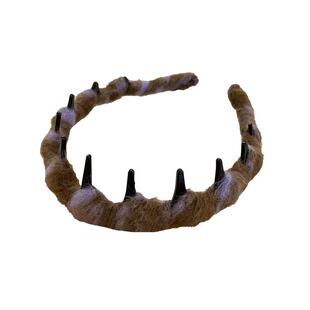 彩色毛绒发卡头箍女秋冬毛线带齿防滑U型发捆高级感复古洋气发箍