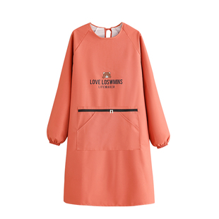 带袖反穿防水可爱罩衣长袖家用厨房做饭围裙餐饮上班工作服围腰女