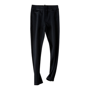 夏季新款高腰牛仔裤女松紧腰大码针织柔软小脚显瘦四面弹力九分棉