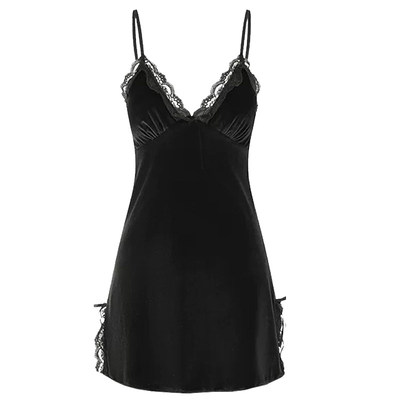 SoftRomance金丝绒奢华深V睡裙