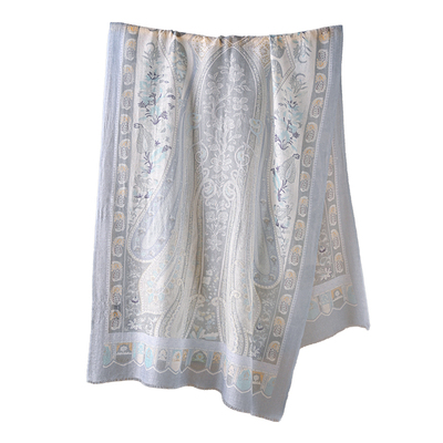 蓝色100纯山羊绒围巾丝巾女2025新款秋季冬 大牌高级感高端轻薄款