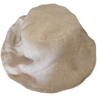 双层纯亚麻大小头围带防风绳百搭凉爽透气纯亚麻高级感遮阳渔夫帽
