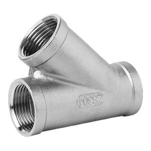 304不锈钢Y型三通/内丝45度斜三通内螺纹三叉三通接口4分斜口三通