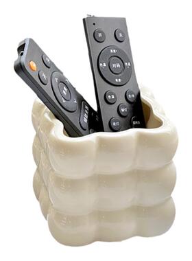 奶油风棉花糖陶瓷电视空调遥控器收纳盒客厅茶几高颜值摆件高级感