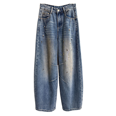 N货！涂鸦中高腰牛仔镰刀裤