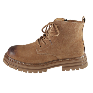 马丁靴男款冬季新款真皮英伦风高帮百搭大黄靴中帮男士工装短靴子