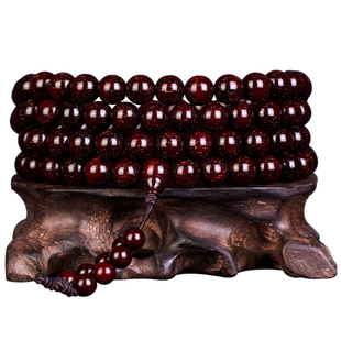 爆满金星印度小叶紫檀木手链男士108颗手串女款佛珠情侣项链 孤品