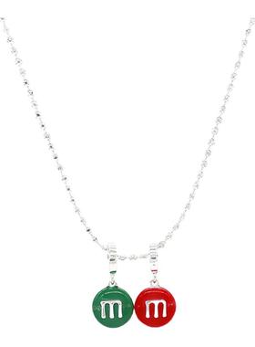 巧克力豆红绿双色可脱卸吊坠项链