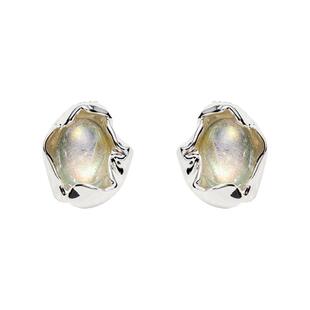 SOFT ROOM新中式清冷天然月光石包裹耳钉简约小众原创设计高级感